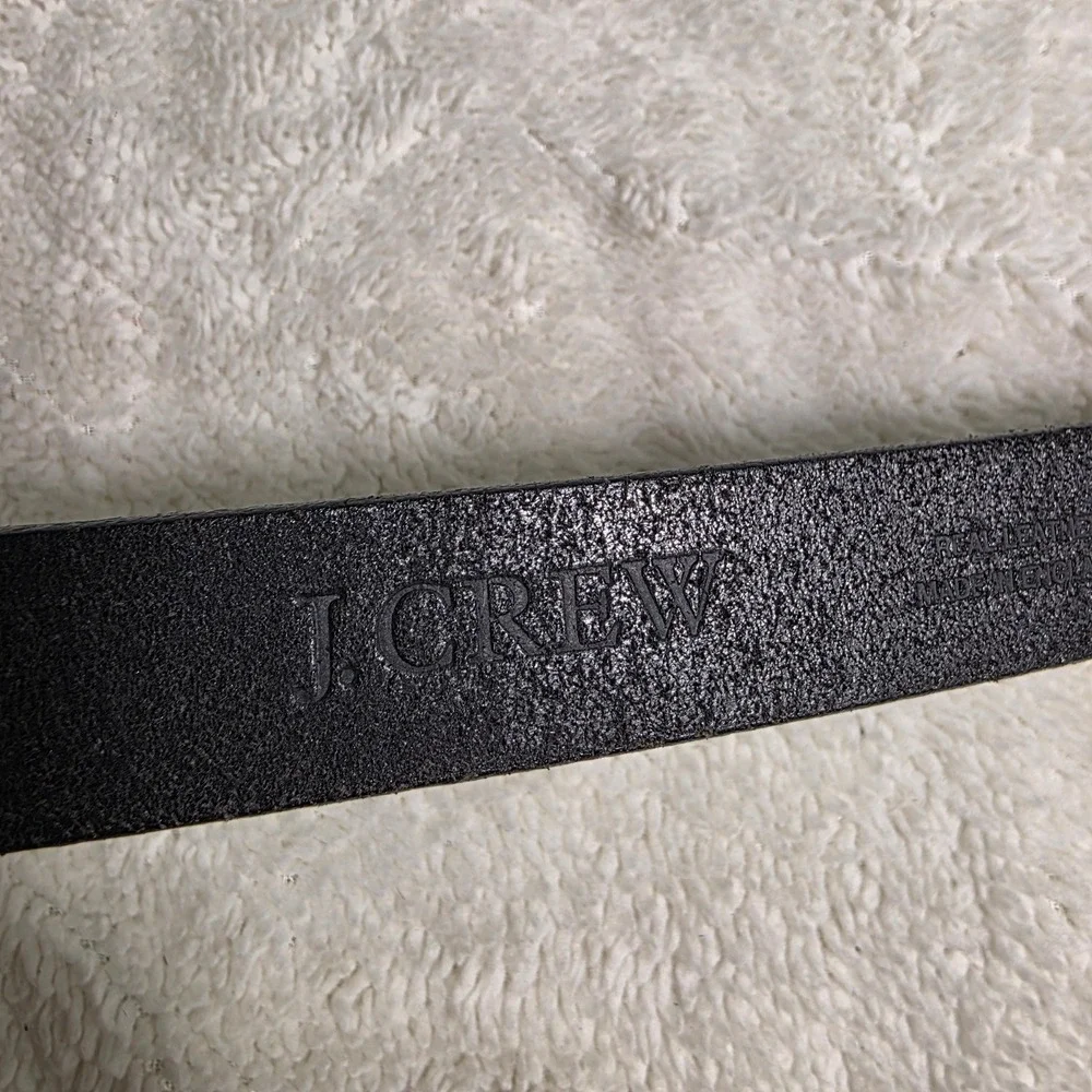 VTG J.Crew Leather Belt Black Square Buckle Mens 30 Made in England
